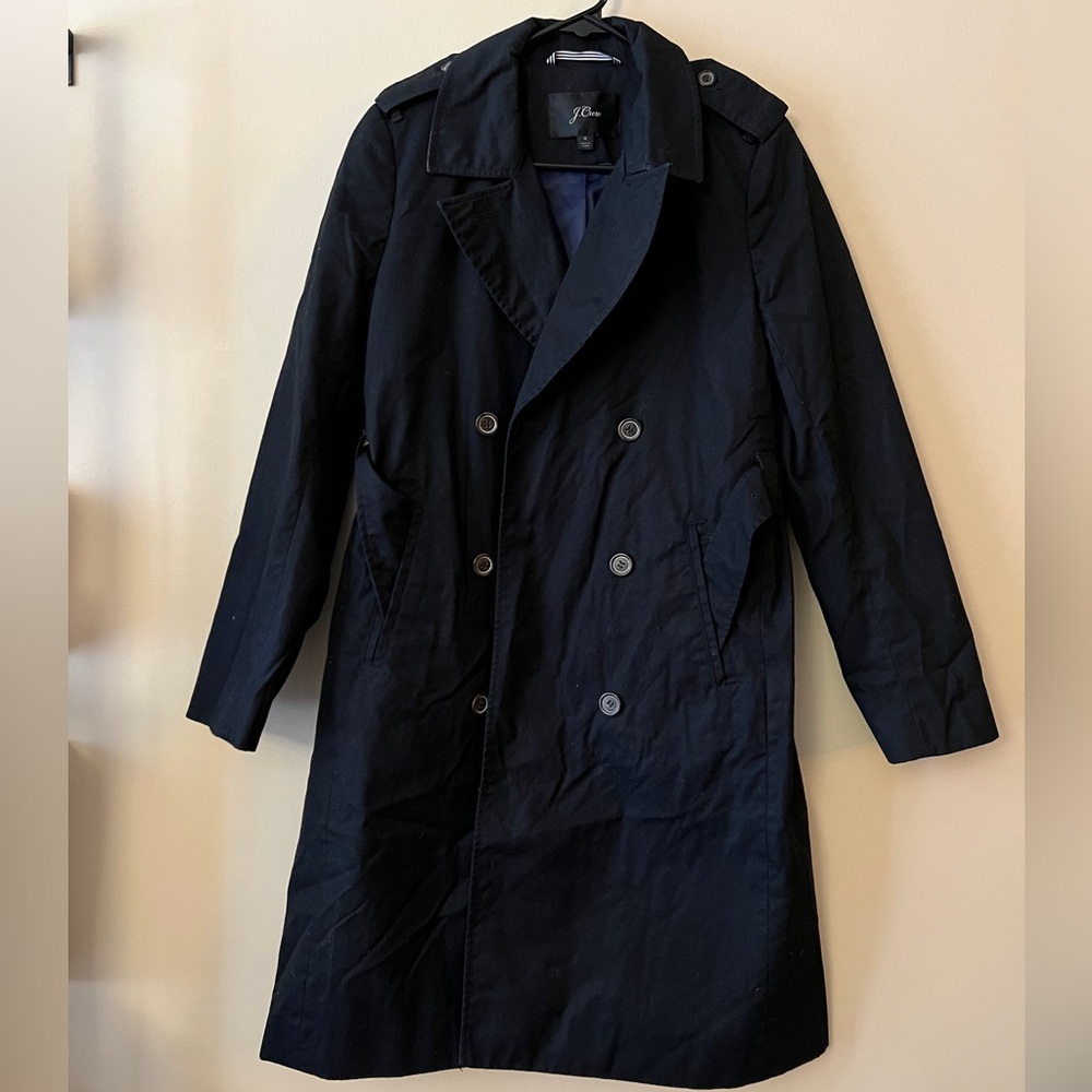 J.Crew Women’s Black Double Breasted Trench Coat (Size 4)